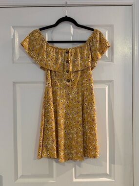 Yellow Floral Off-Shoulder Sundress